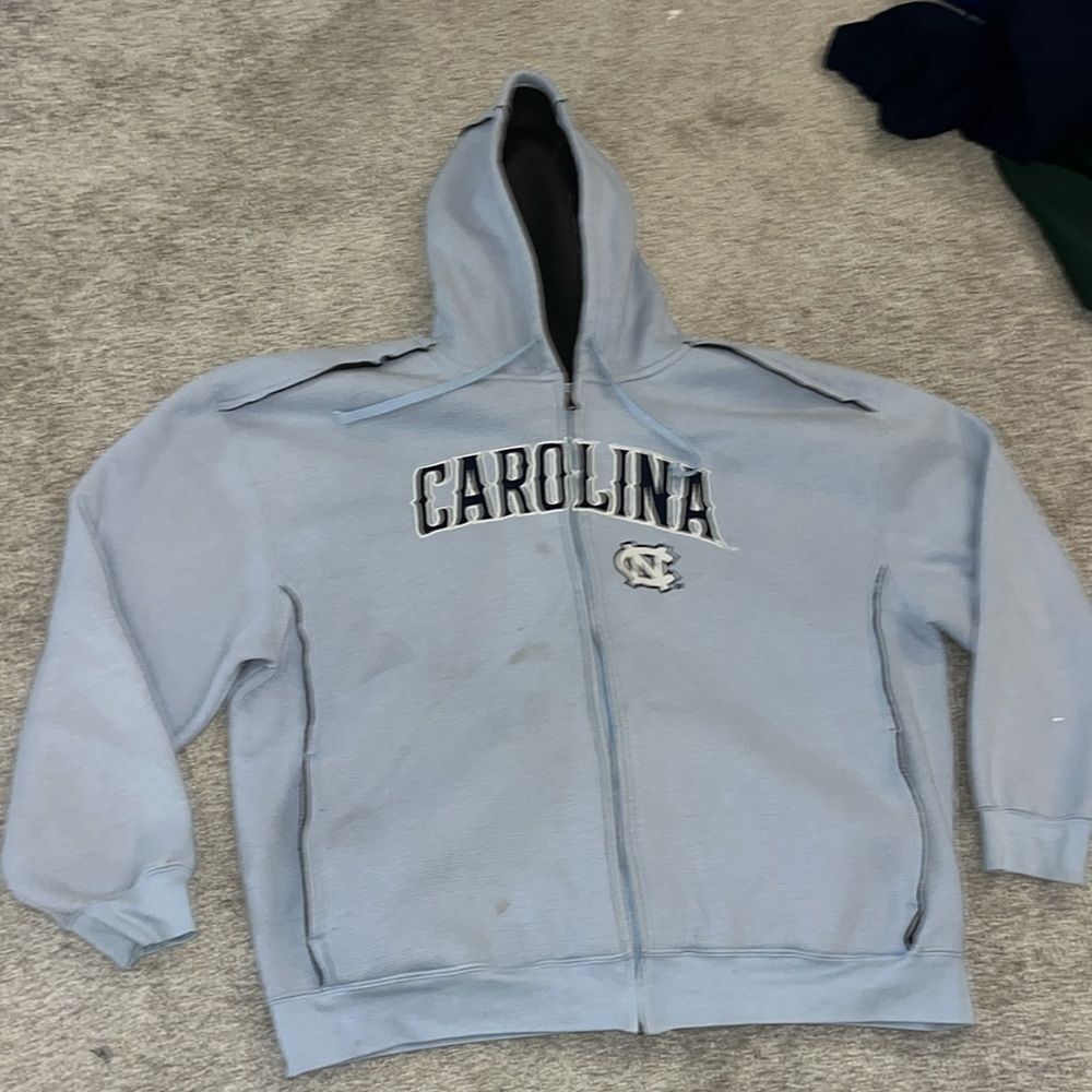 Worn stain Full Zip Fleece UNC North Carolina Tar Heels Hoodie Hooded Sweatshirt